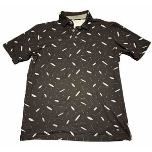 ANDERSON ORD Mens XL St Augustine Polo All Over Golf Stretch‎ Black Blue Sail